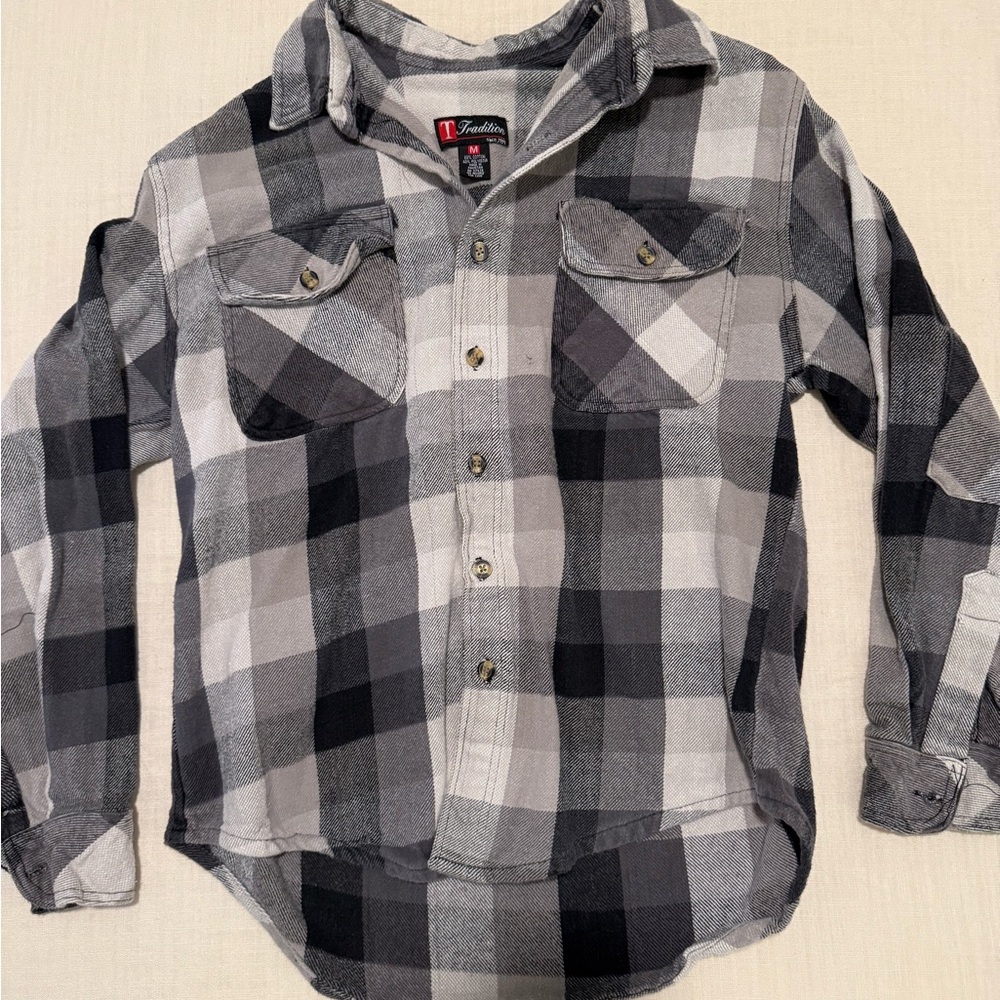 Men's Plaid Button Down Shirt - Black and Gray